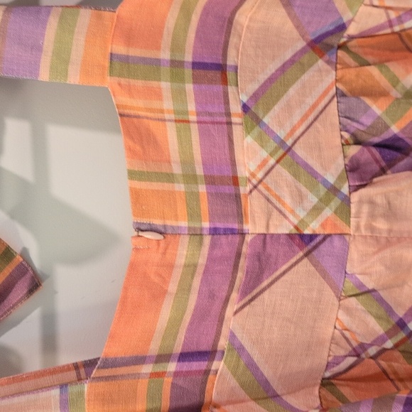 Anthropologie - Kachel - Tie Strap Linen Plaid Maxi Dress - Picture 10 of 12